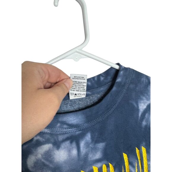 Michigan Tie-Dye Long Sleeve Sweatshirt Navy & White Small - Picture 3 of 4